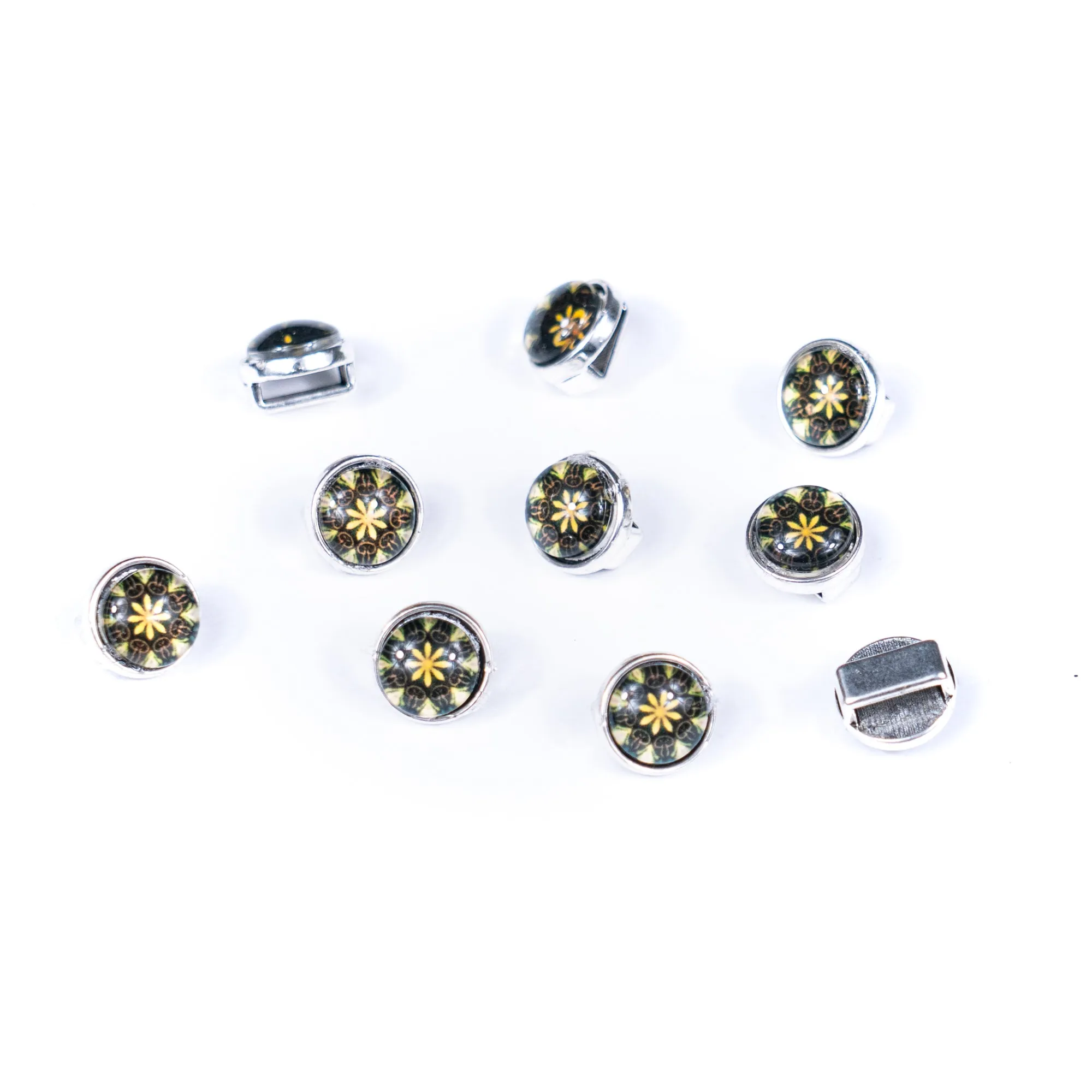 10 Pcs for 10mm flat leather, Multicolor beads slider Antique silver beads jewelry supplies jewelry findings    D-1-10-291
