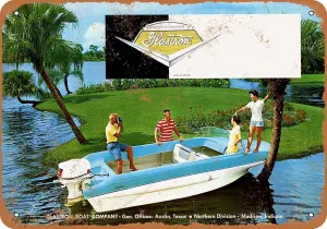 10 x 14 METAL SIGN - 1960 Glastron Pleasure Boats - Vintage Rusty Look