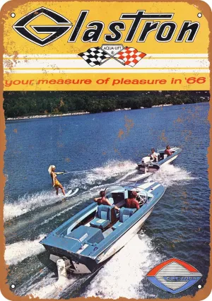 10 x 14 METAL SIGN - 1966 Glastron Boats - Vintage Rusty Look