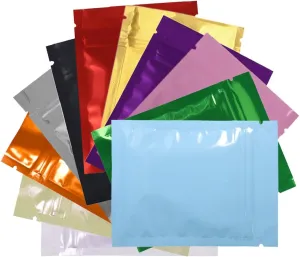 100 Durable Double-Sided Metallic Foil Mylar Flat QuickQlick Zipper Seal Bag 7.5x10cm (3x4") (Mixed)