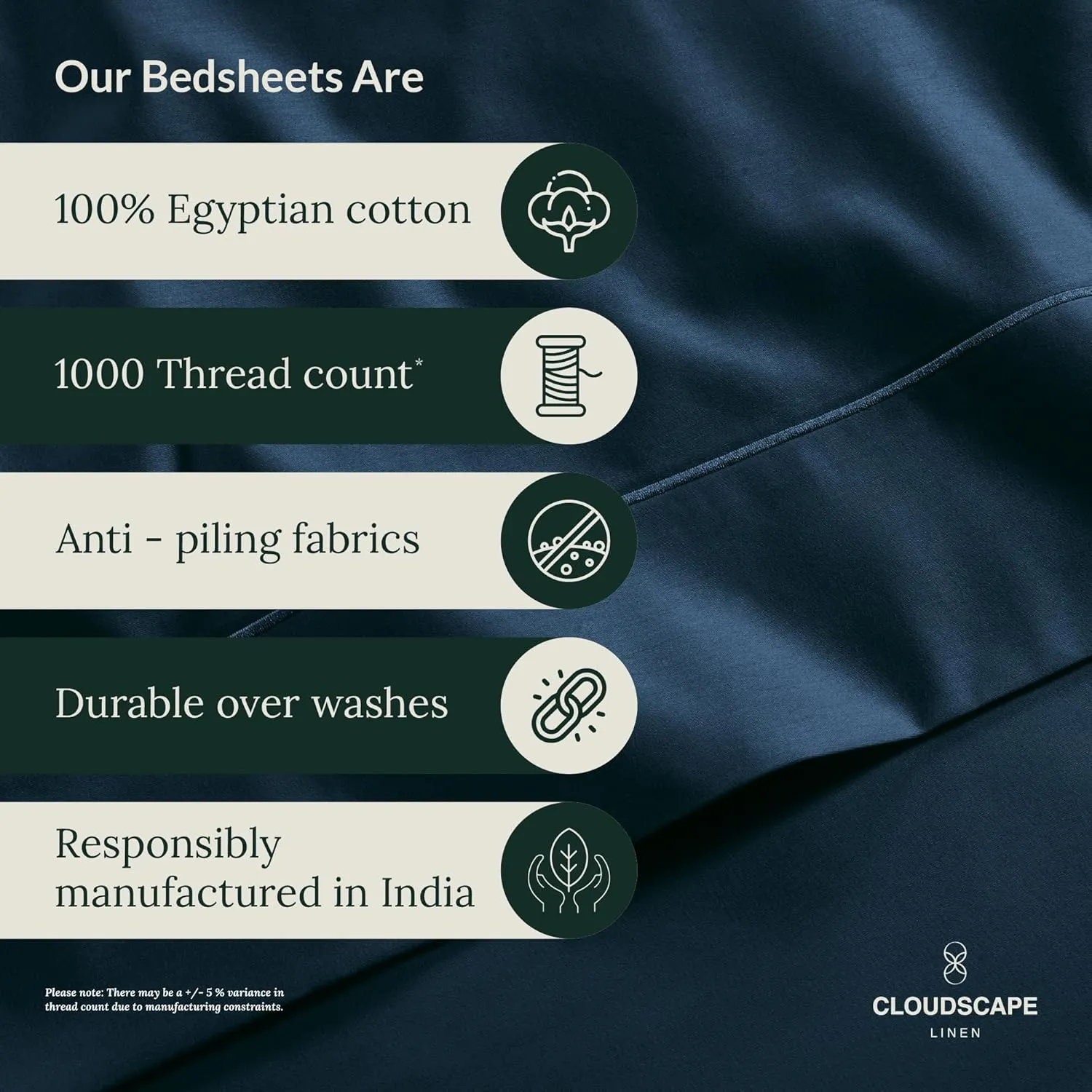 100% Egyptian Cotton Sheets Full Size, 4 Pcs Luxury Bedding Set, 1000 Thread Count Egyptian Cotton,Hotel Quality, Soft, Breathable and Durable, Deep Pockets up to 17, Dark Denim