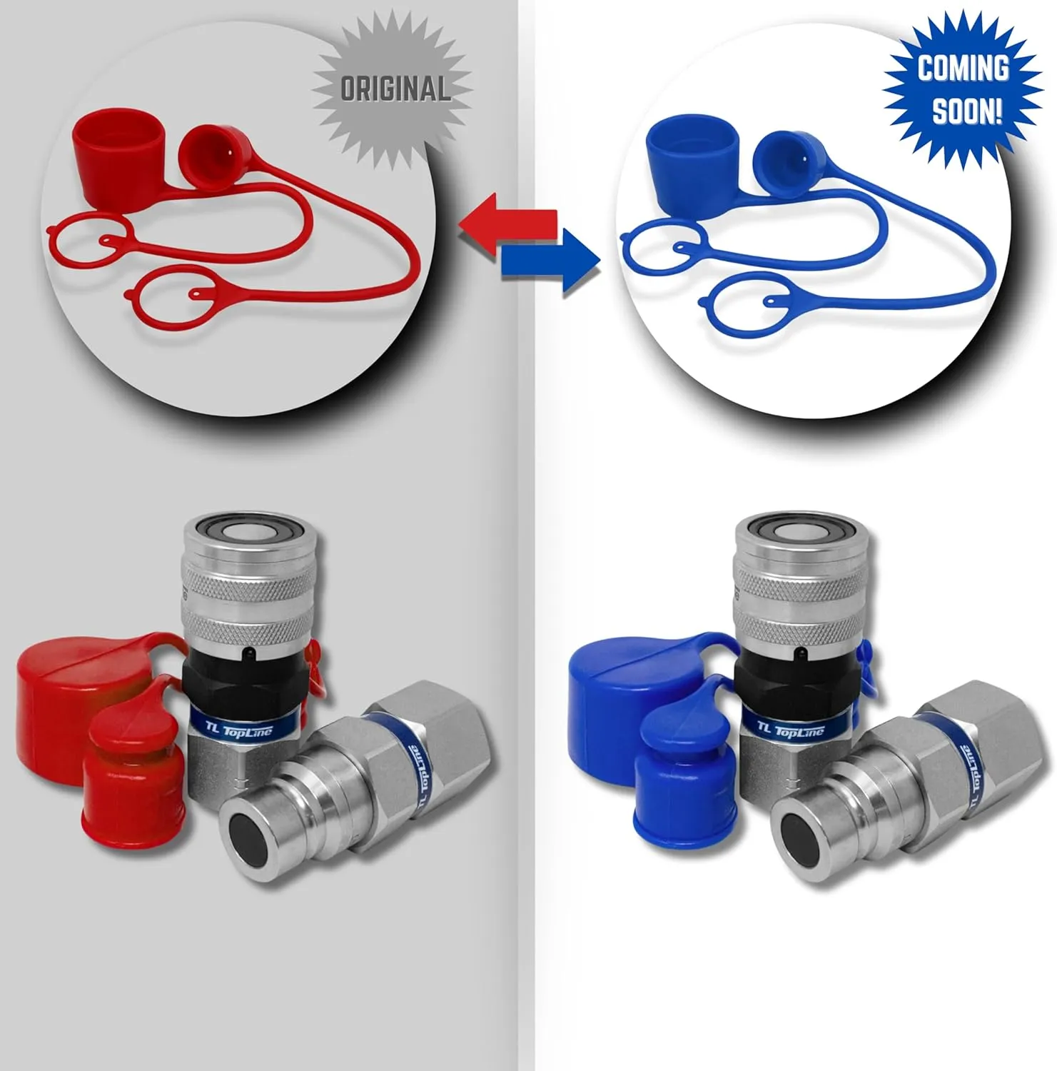 1/2" Body with 5/8" SAE O-Ring BOSS Thread | Flat Face Hydraulic Quick Connect Coupler | Skid Steer Bobcat Attachment | ISO 16028 Heavy-Duty Coupling Sets with Dust Caps | Model TL21