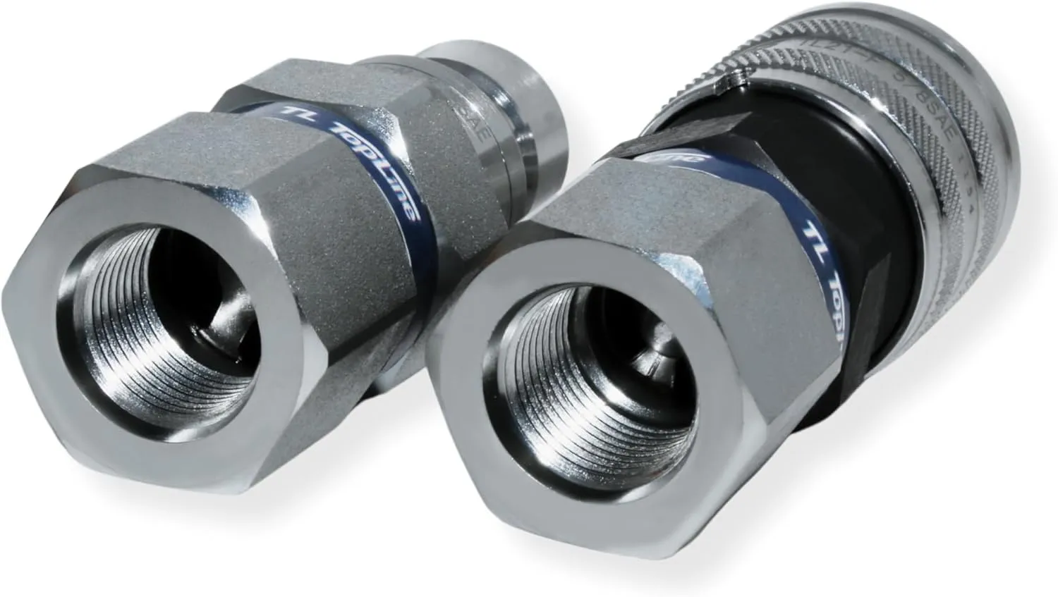 1/2" Body with 5/8" SAE O-Ring BOSS Thread | Flat Face Hydraulic Quick Connect Coupler | Skid Steer Bobcat Attachment | ISO 16028 Heavy-Duty Coupling Sets with Dust Caps | Model TL21