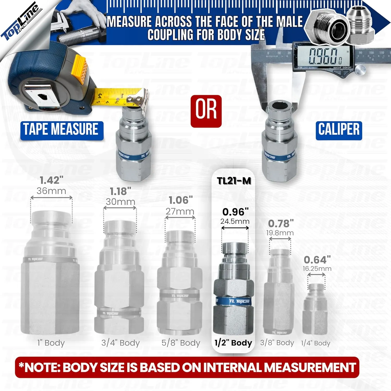 1/2" Body with 5/8" SAE O-Ring BOSS Thread | Flat Face Hydraulic Quick Connect Coupler | Skid Steer Bobcat Attachment | ISO 16028 Heavy-Duty Coupling Sets with Dust Caps | Model TL21
