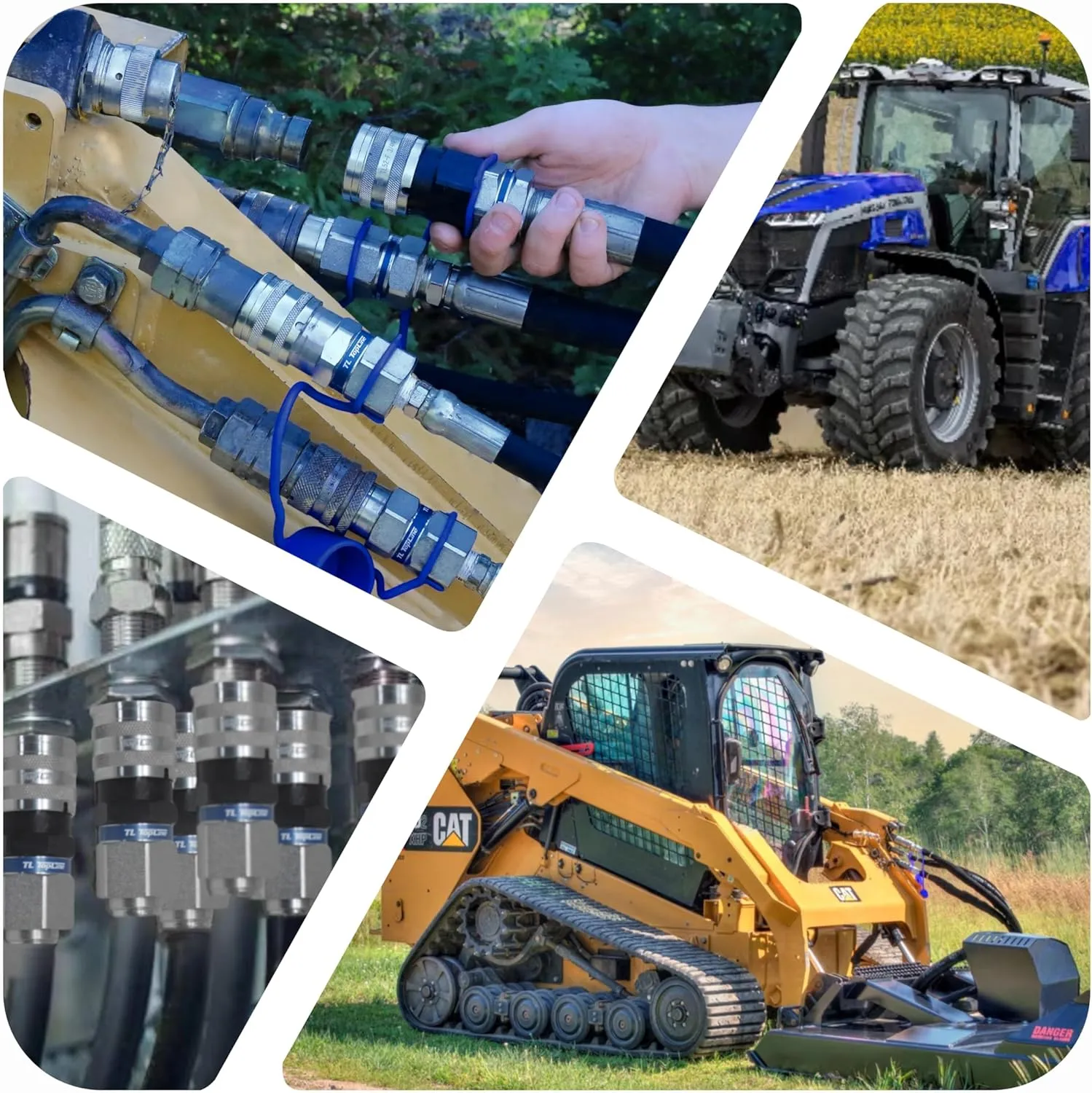 1/2" Body with 5/8" SAE O-Ring BOSS Thread | Flat Face Hydraulic Quick Connect Coupler | Skid Steer Bobcat Attachment | ISO 16028 Heavy-Duty Coupling Sets with Dust Caps | Model TL21