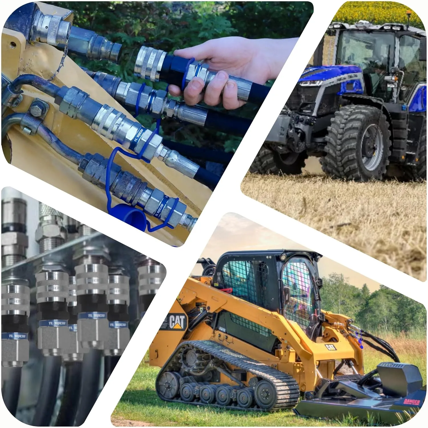 1/2" Body with 90 deg. Elbow 3/4” JIC Male Thread | Flat Face Hydraulic Quick Connect Coupler | Skid Steer Bobcat Attachment | ISO 16028 Heavy-Duty Coupling Sets with Dust Caps | Model TL31