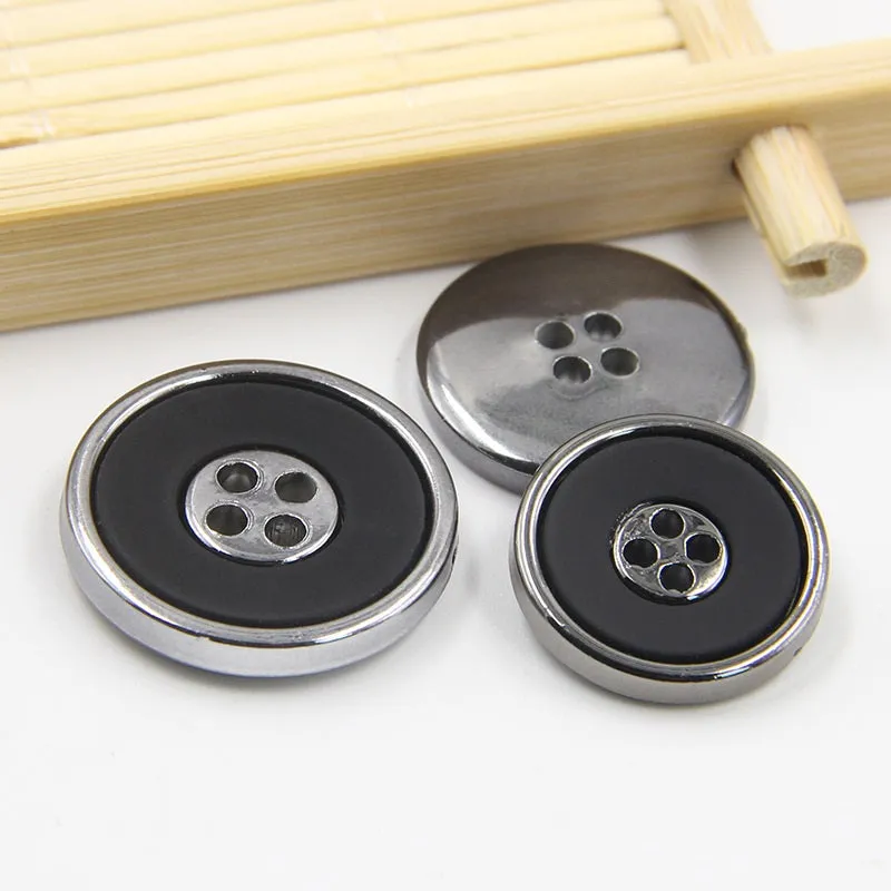 15-28mm Plastic Electroplated Gun Black Coat Buttons 100pcs