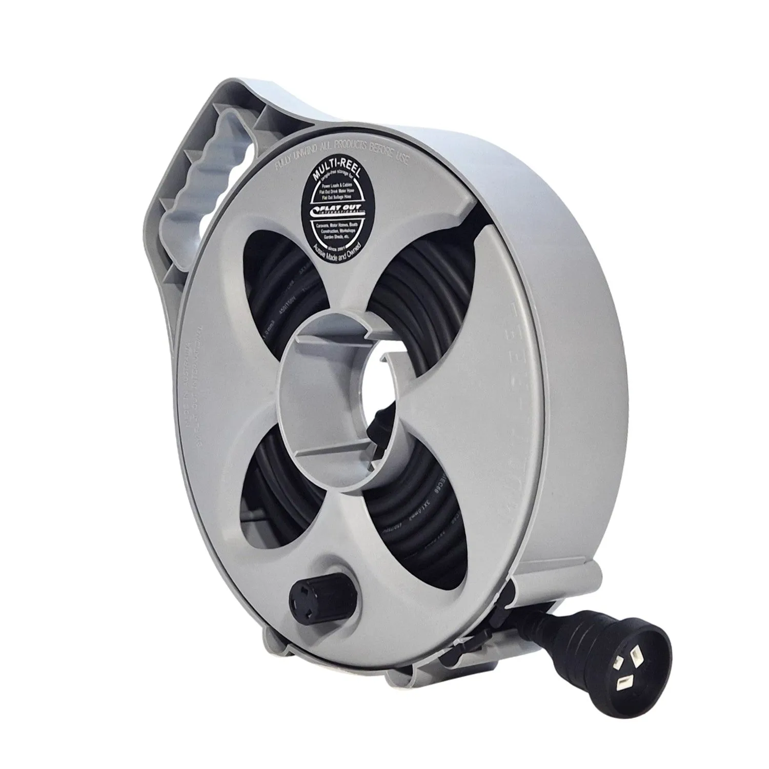 15m Premium Flat Out 10amp Extension Lead | with Compact Multi-Reel