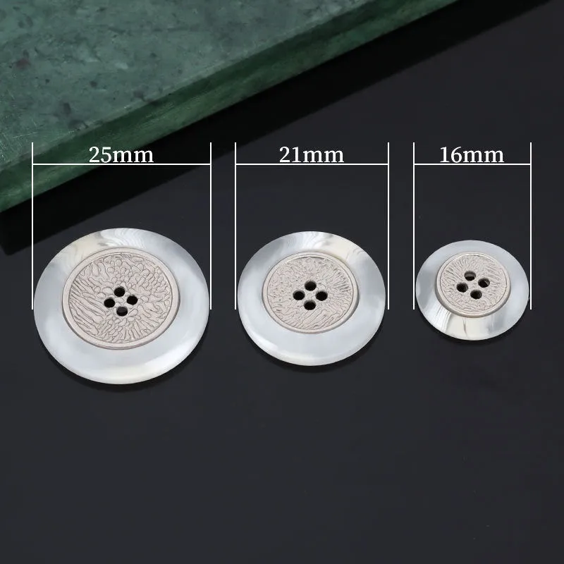 16/21/25mm Resin Metal Two Tone Four Hole Buttons for Coats 15 Pack