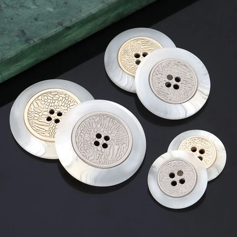 16/21/25mm Resin Metal Two Tone Four Hole Buttons for Coats 15 Pack
