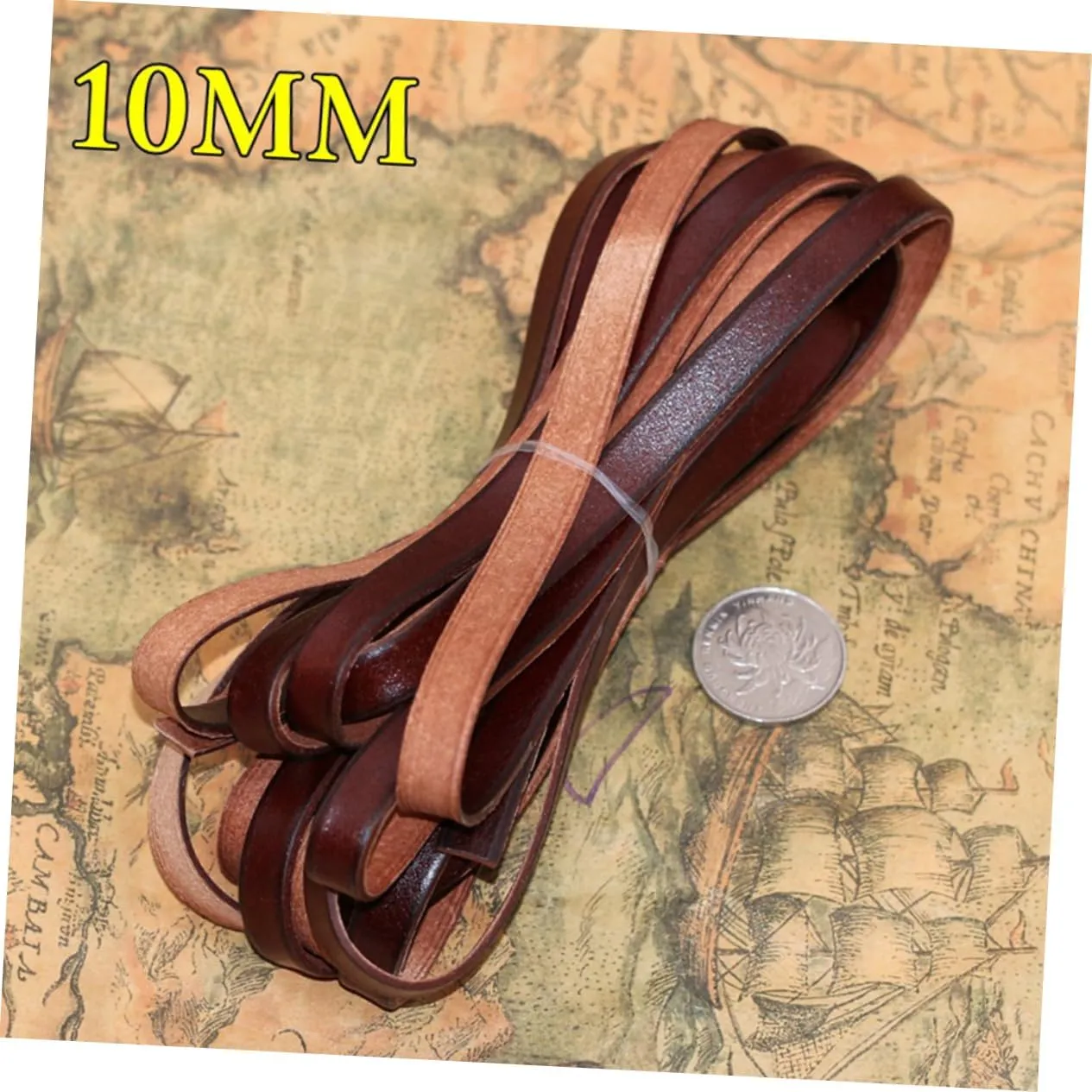 1PC DIY Real Cowhide Rope Durable Handmade Jewelry Making Cord for Bracelets Necklaces and Luggage Light Brown Creative Strap for DIY Accessories