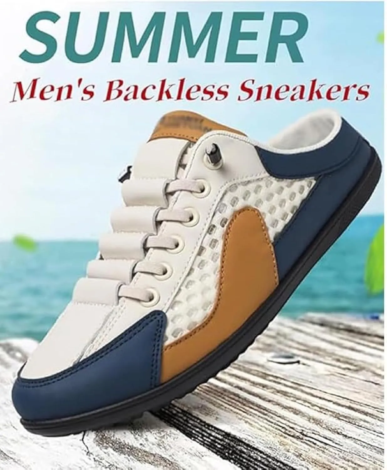 2025 New Men's Slip-On Mule Sneakers Casual Low Top Breathable Slipper Shoes for Spring-Summer, Lightweight Sports Loafers for Men