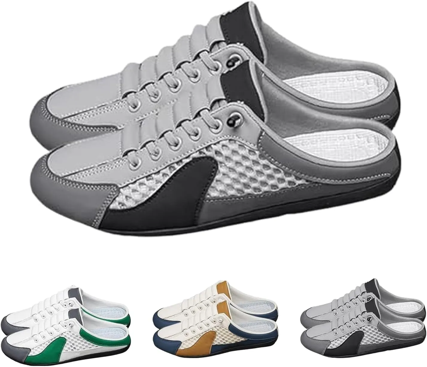 2025 New Men's Slip-On Mule Sneakers Casual Low Top Breathable Slipper Shoes for Spring-Summer, Lightweight Sports Loafers for Men