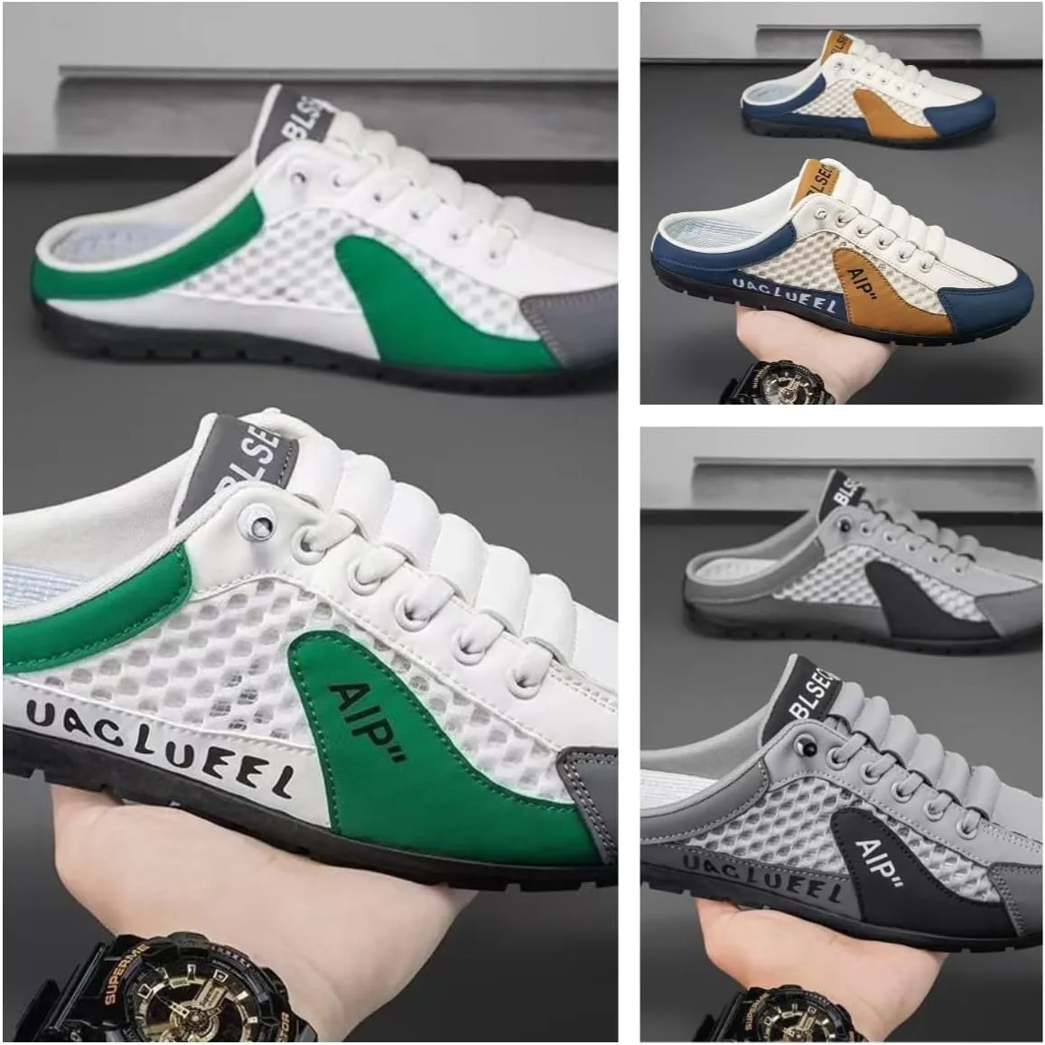 2025 New Men's Slip-On Mule Sneakers Casual Low Top Breathable Slipper Shoes for Spring-Summer, Lightweight Sports Loafers for Men
