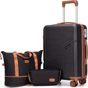 3-Piece Carry On Luggage Set 22x14x9 Airline Approved, 20 Inch Lightweight ABS Suitcases with Wheels and TSA Lock - Durable Waterproof Travel Suitcase Set