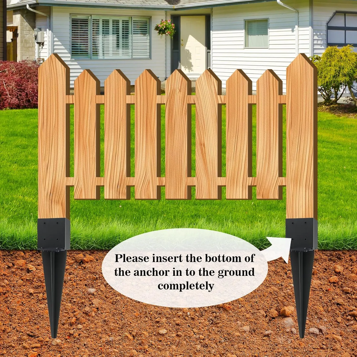 4 Pcs 4"x4" Fence Post Anchor Ground Spike,(Internal 3.6"x3.6"),Metal Post Stake Ground 22" with Black Powder-Coated,Fence Stakes Post Base for Deck,Fence,Porch,Railing,Mailbox