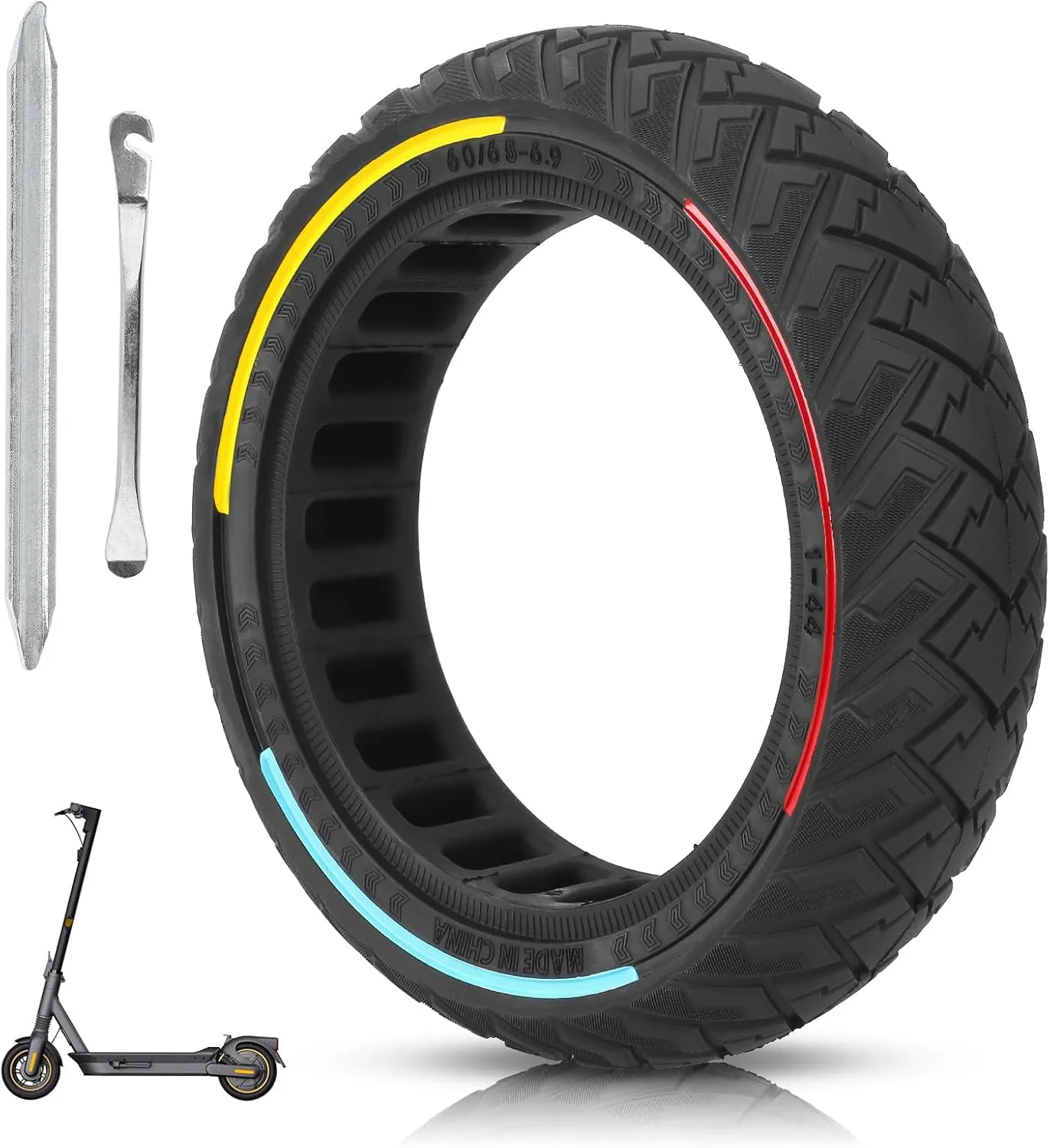 60/65-6.9 Electric Scooter Solid Tire 10 Inch Honeycomb tire Compatible Ninebot Max G2 G65 Rear Tire Replacement (three colours)