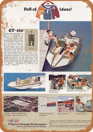 7 x 10 METAL SIGN - 1969 Glastron GT-160 Boat - Vintage Rusty Look