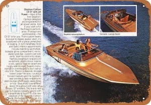 7 x 10 METAL SIGN - 1971 Glastron Speedboats - Vintage Rusty Look
