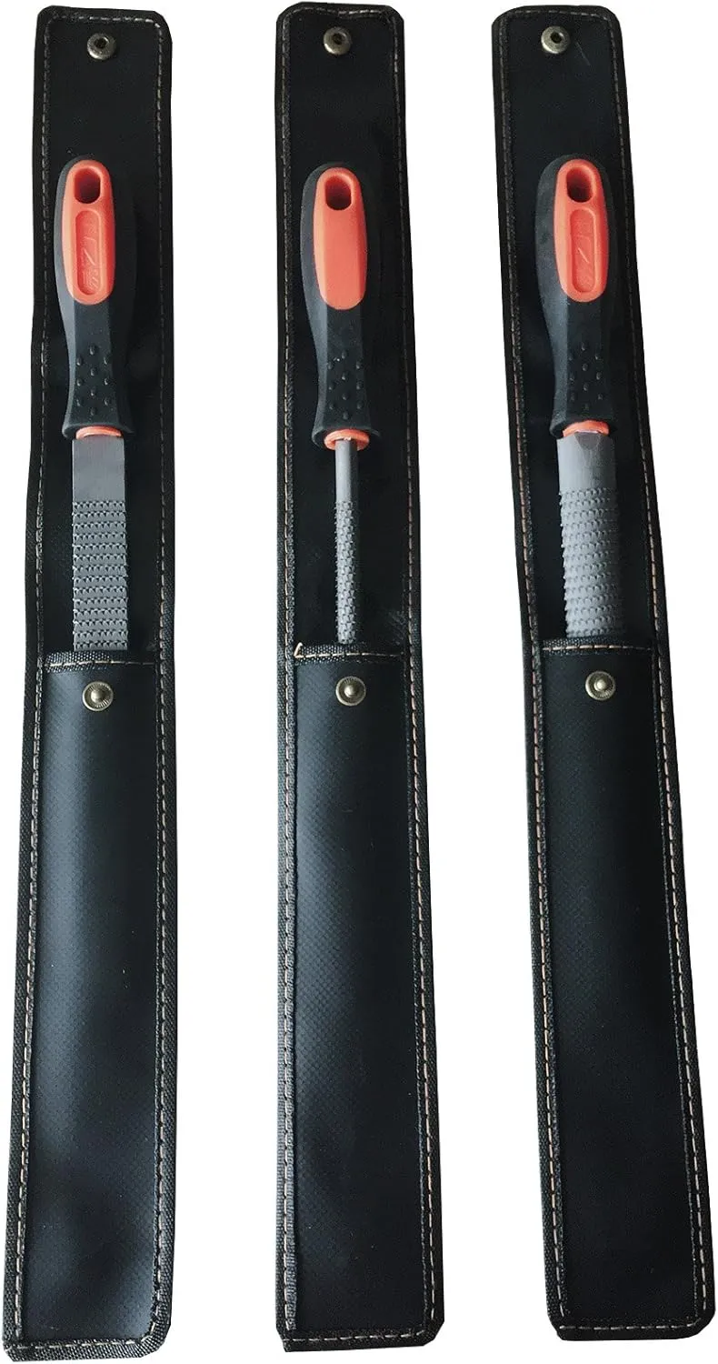 8" Wood Rasp File Set with Rubber Grip - Includes Hand Cut Round, Half-Round, and Flat Rasp File Kit - Curved and Flat Tools(3 Pcs) The Color of Packing Bag is Random
