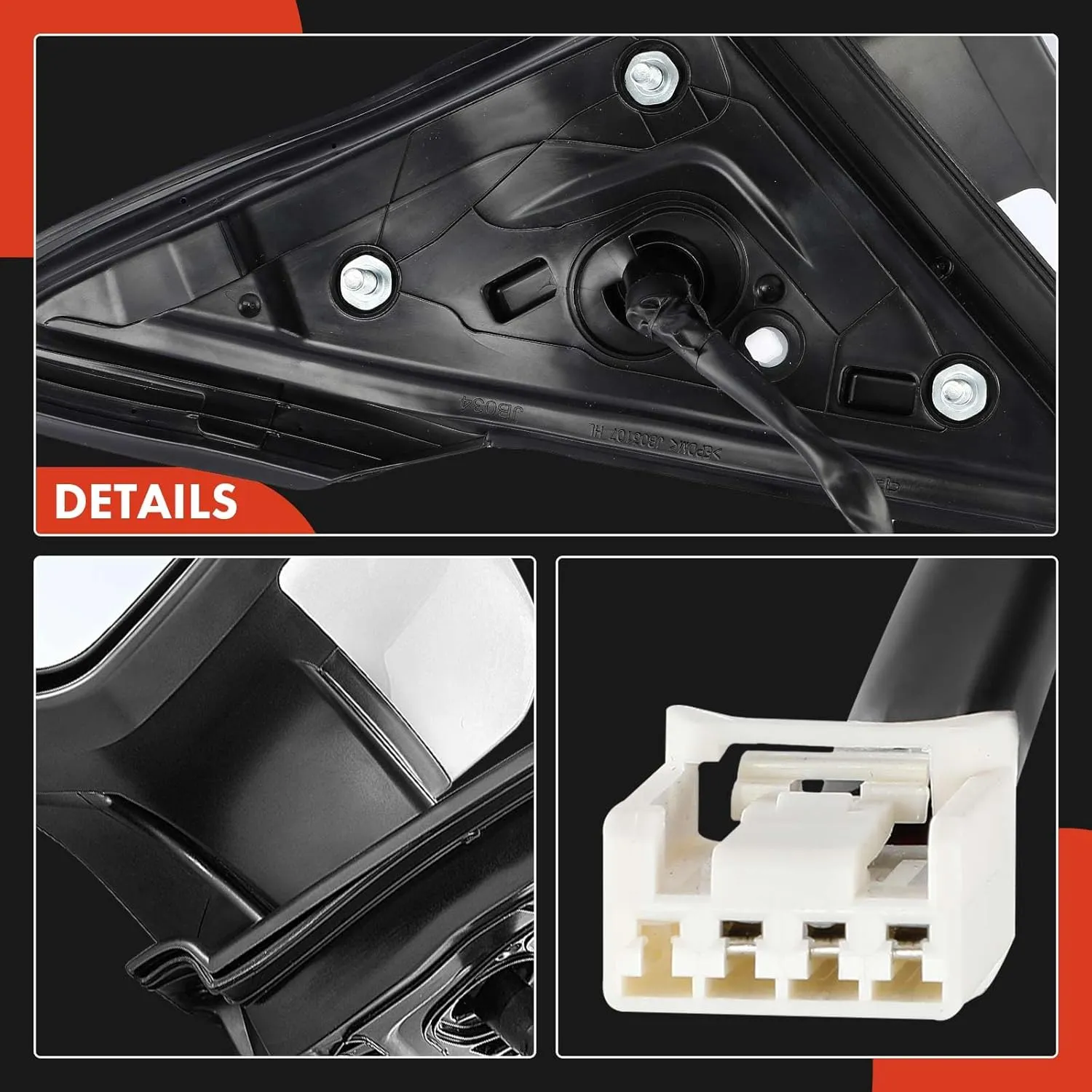 A-Premium Driver Side Power Door Mirror - Compatible with Honda Civic 2016-2021 - Non-Heated & Manual Folding & White - Outside Rear View Mirror - with 3 Pins Connector