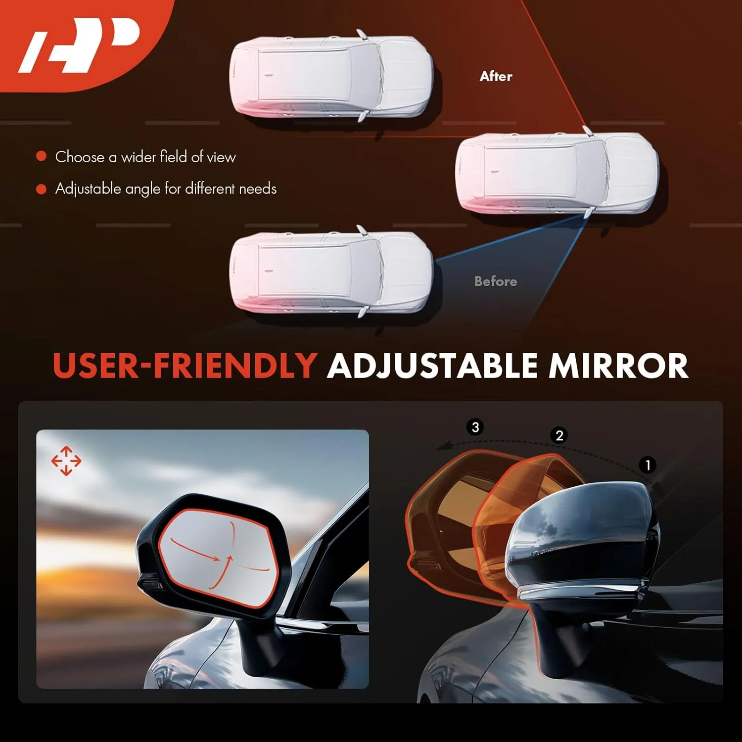 A-Premium Driver Side Power Door Mirror - Compatible with Honda Civic 2016-2021 - Non-Heated & Manual Folding & White - Outside Rear View Mirror - with 3 Pins Connector