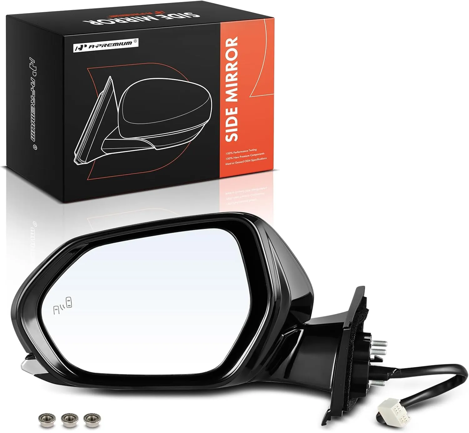 A-Premium Driver Side Power Door Mirror Compatible with Toyota Prius 2016-2022, Prius AWD-e 2019-2022, Prius Prime - Heated Manual Folding Black Outside Rear View Mirror with Blind Spot Detection