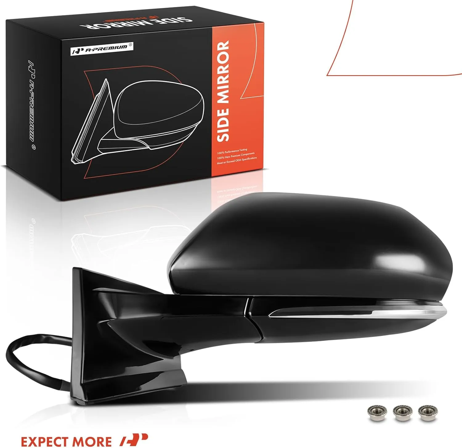 A-Premium Driver Side Power Door Mirror Compatible with Toyota Prius 2016-2022, Prius AWD-e 2019-2022, Prius Prime - Heated Manual Folding Black Outside Rear View Mirror with Blind Spot Detection