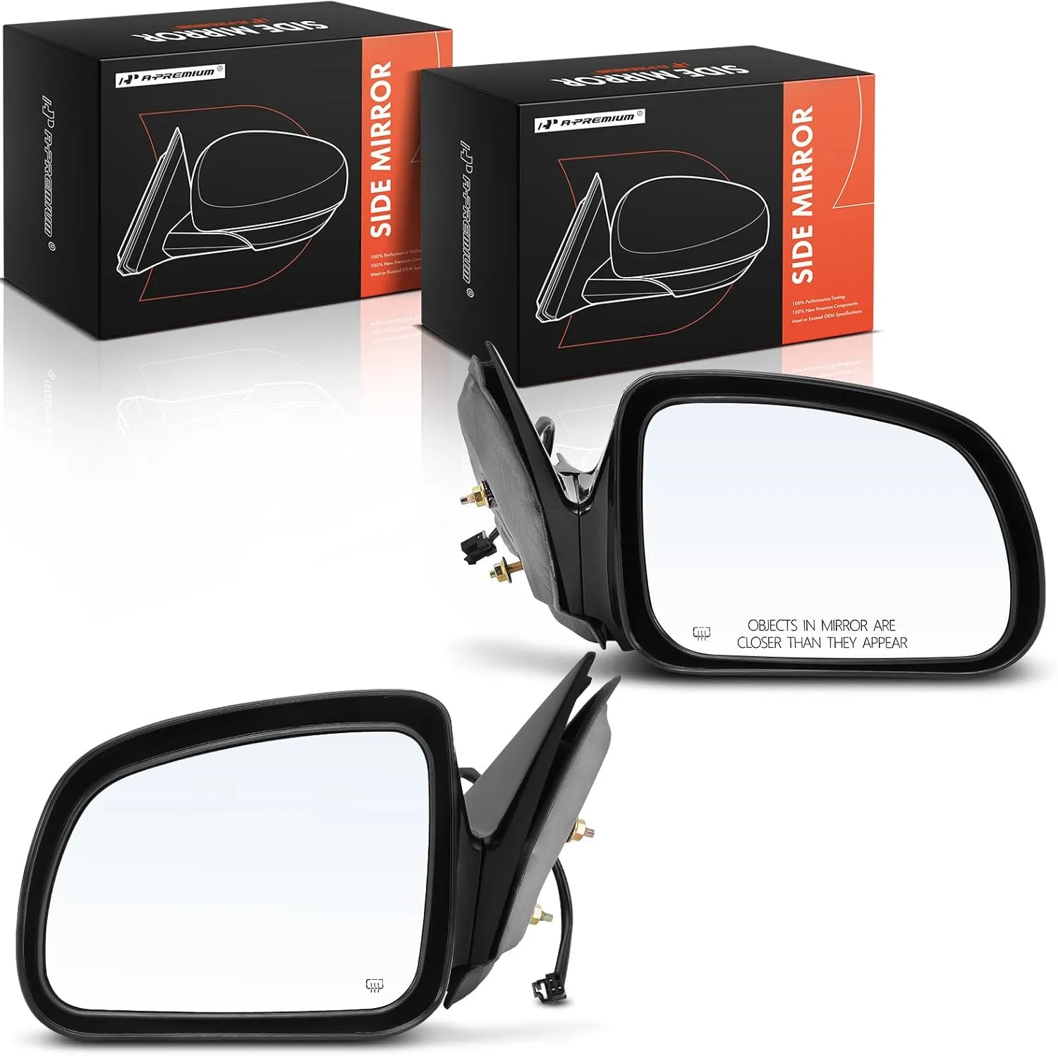 A-Premium Pair (2) Driver and Passenger Side Power Mirror - Compatible with Pontiac Grand Prix 2004 2005 2006 2007 2008 - Heated Non-Folding Outside Rear View Mirror, Replace# 15796390, 15796389