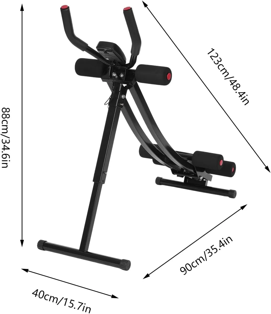 Ab Machine Foldable Abdominal Exercise Machine Home Gym Incline and Height Adjustable Abdominal Workout Equipment LED Displays Core & Abdominal Trainer Exercise Fitness Machine