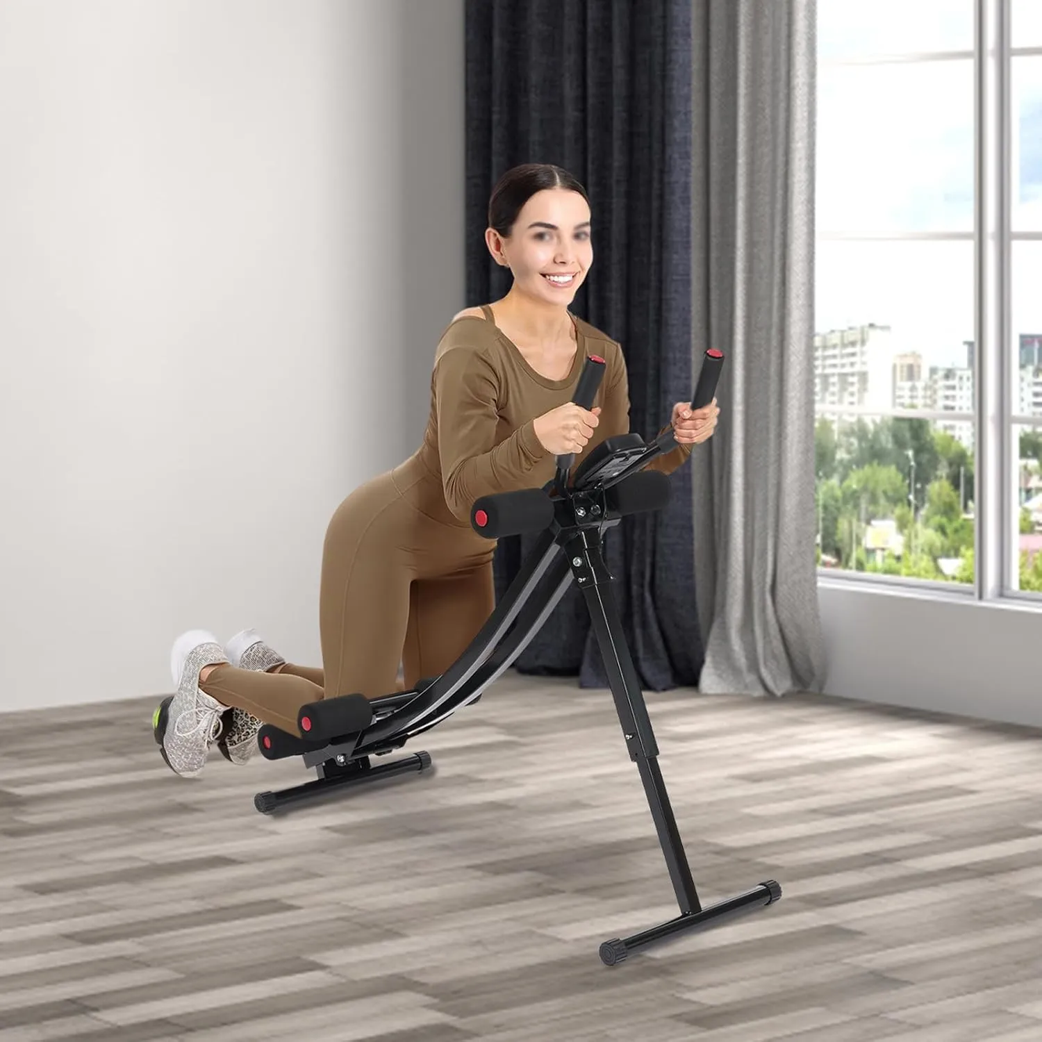 Ab Machine Foldable Abdominal Exercise Machine Home Gym Incline and Height Adjustable Abdominal Workout Equipment LED Displays Core & Abdominal Trainer Exercise Fitness Machine