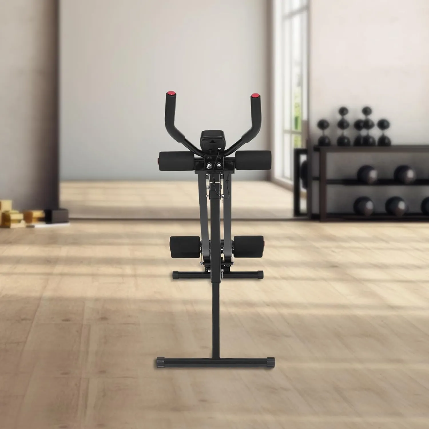 Ab Machine Foldable Abdominal Exercise Machine Home Gym Incline and Height Adjustable Abdominal Workout Equipment LED Displays Core & Abdominal Trainer Exercise Fitness Machine