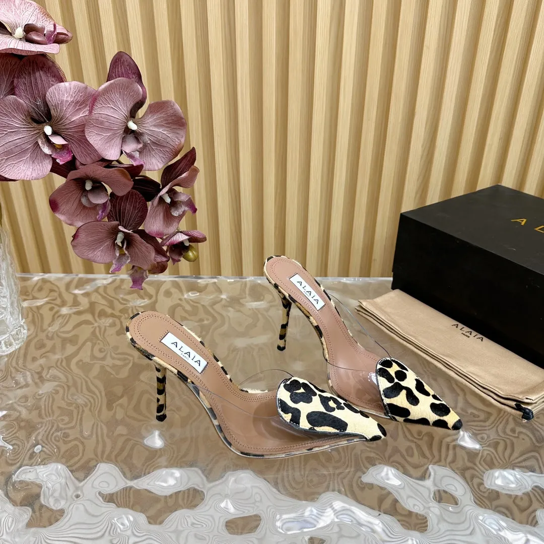 Alaila Mule 100mm In Light Yellow Lambskin With Horse Hair 957211