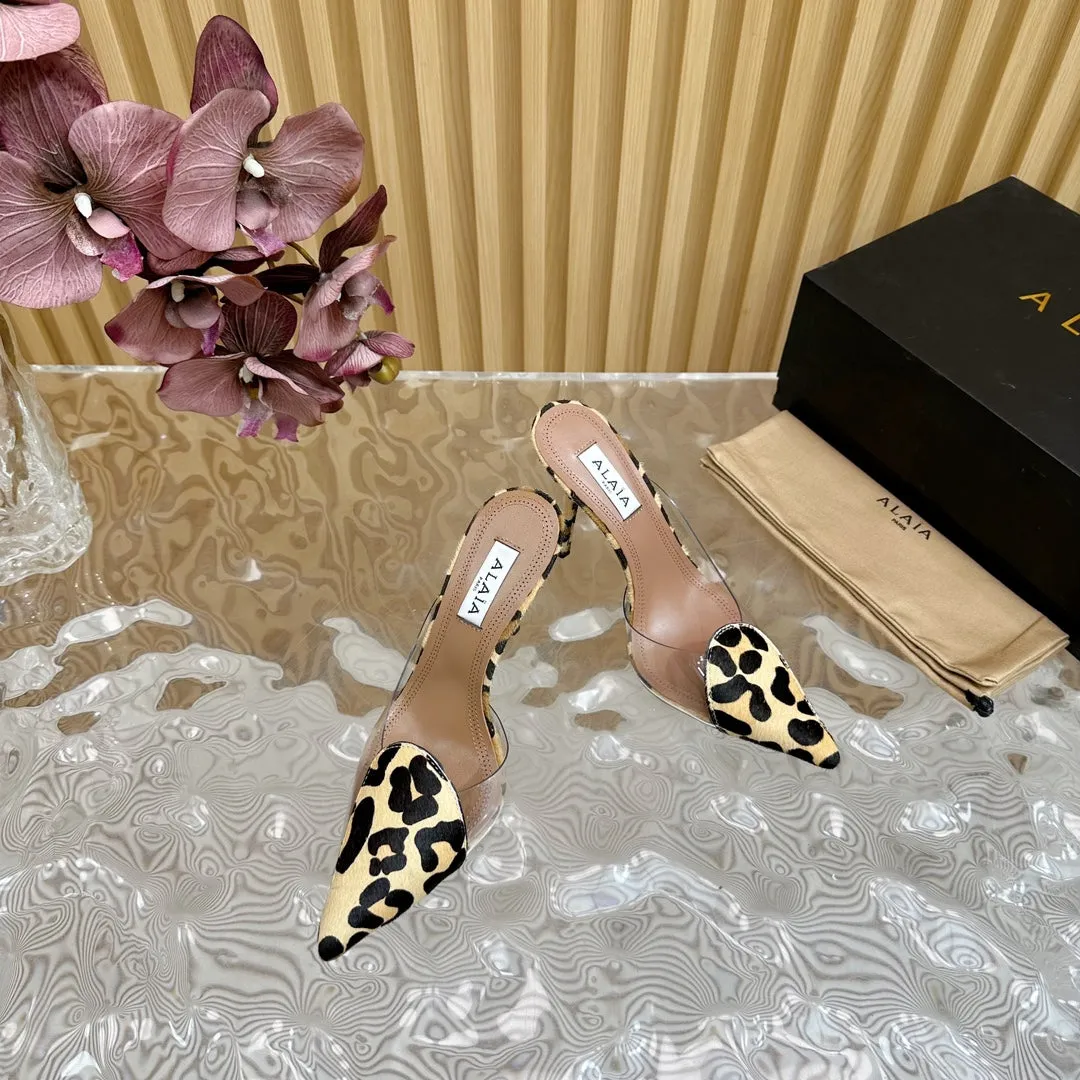 Alaila Mule 100mm In Light Yellow Lambskin With Horse Hair 957211