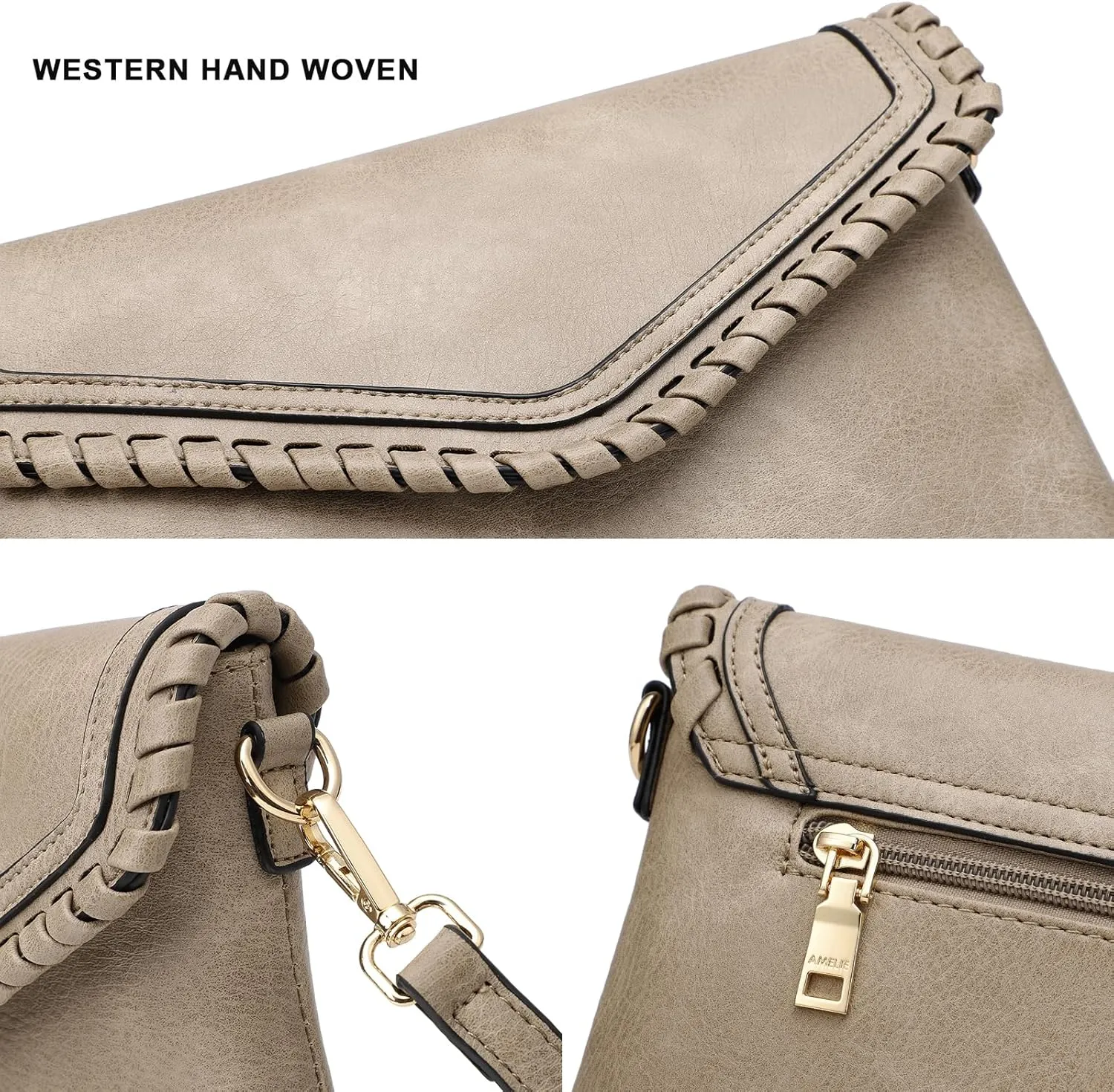 AMELIE GALANTI womens small crossbody strap handbag bag,Soft Leather Fabric Delicate Durable Fashion Design