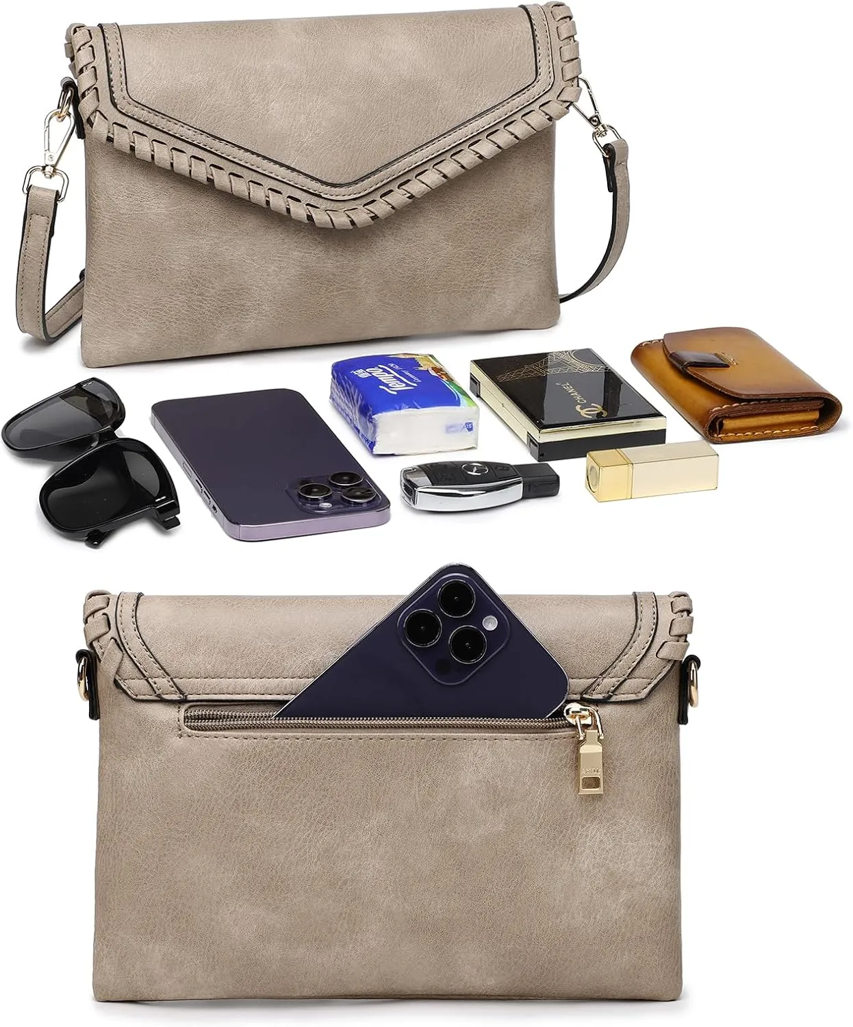 AMELIE GALANTI womens small crossbody strap handbag bag,Soft Leather Fabric Delicate Durable Fashion Design
