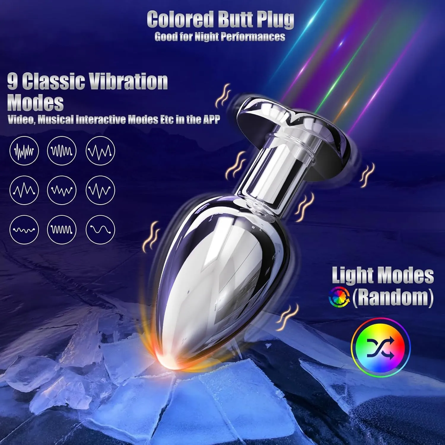 Anal Plug Sex Toys, Vibrating Butt Plug Anal Toy, Heart Light Up Butt Plug with App Couples Remote Control Anal Vibrator, Anal Trainer Prostate Massager, Anal Adult Sex Toy for Men and Women