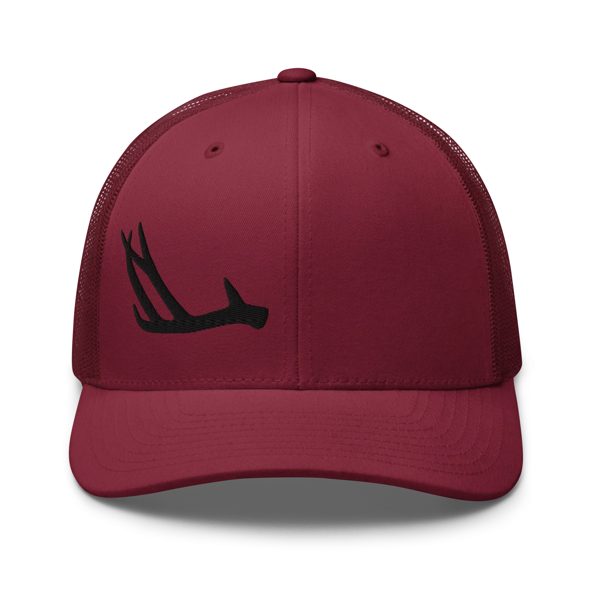 Antler Logo Shed Hunting Snapback Hat, Unisex, Cranberry or Grey