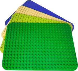 Apostrophe Games Large Building Blocks Base Plates Compatible with All Major Brands – 15 x 10 Inches for Construction Bricks – 4-Pack Multicolor for Table and Floor Use, STEM Learning