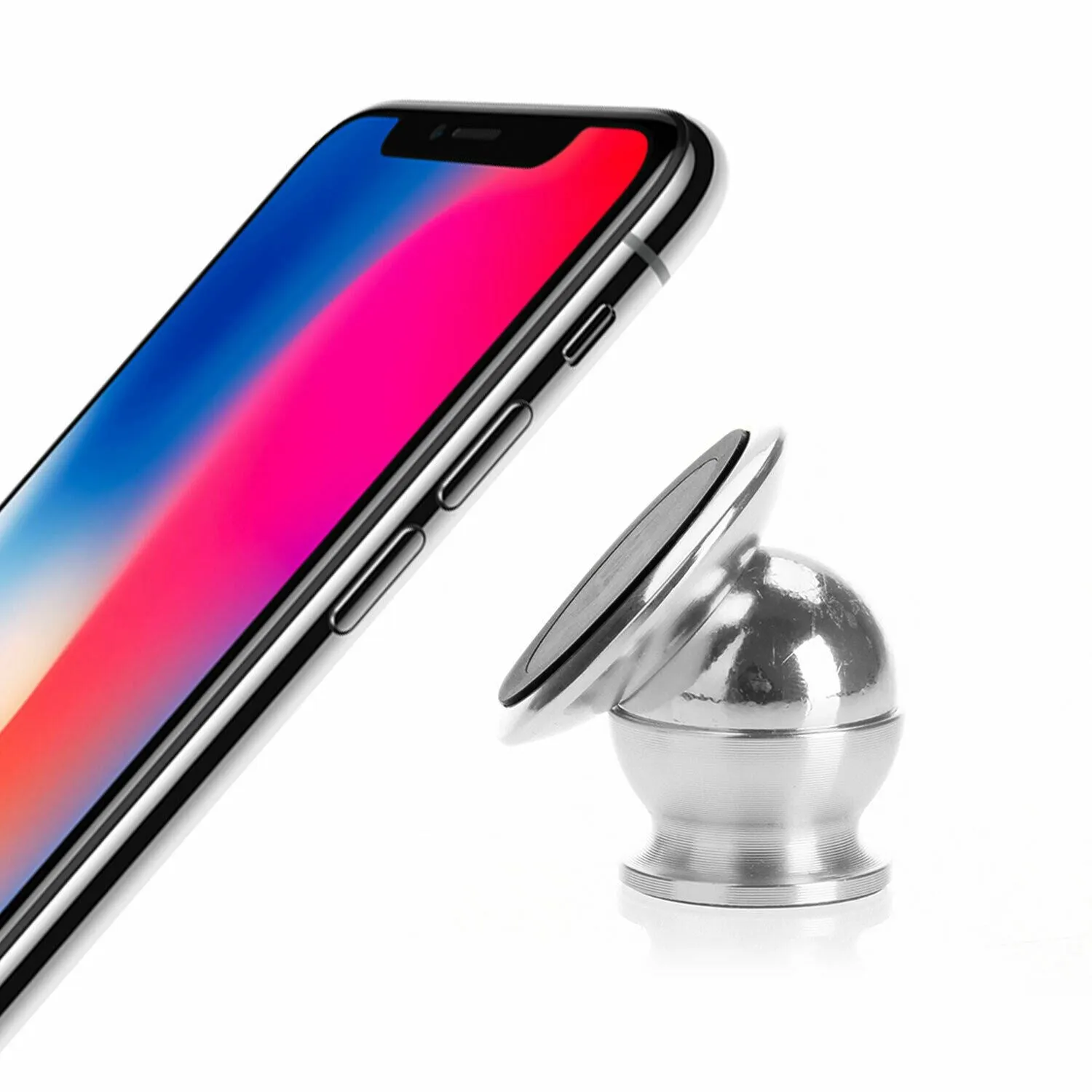 AQ Heavy Duty 360 Degrees Rotation Universal Magnet Phone Holder, Silver