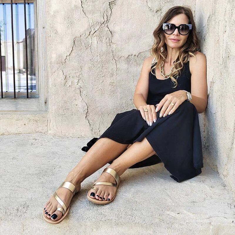 Athena Flat Slide in Champagne