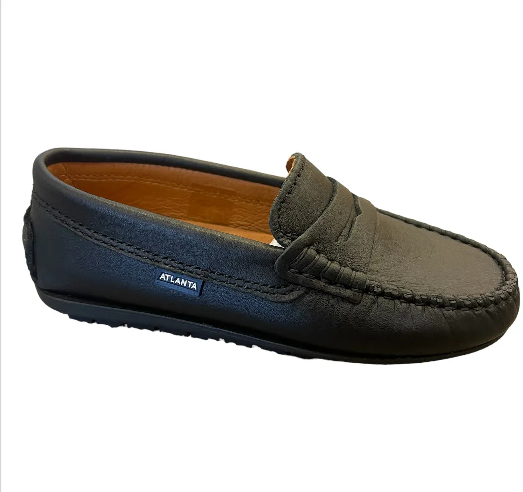 ATLANTA MOCASSIN UNISEX SLIP ON PENNY LOAFER BLACK