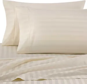AWEHIRU Wamsutta Damask Stripe 500-Thread-Count PimaCott Queen Sheet Set in Ivory
