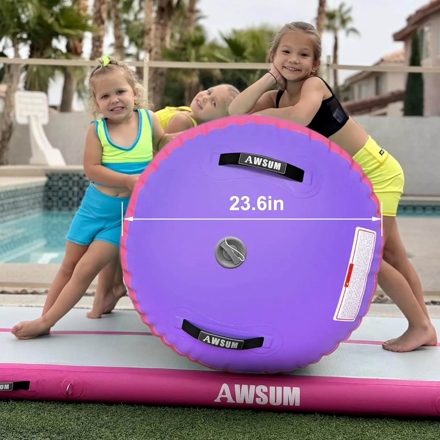 AWSUM 1 PCS Gymnastics Barrel Air Roller Inflatable Tumbling Mat Back Handspring Trainer for Octagon Mat Gym Gymnastics Equipment，No Electric Pump