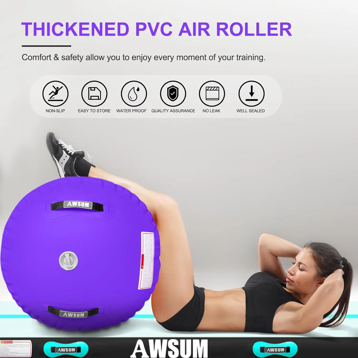 AWSUM 1 PCS Gymnastics Barrel Air Roller Inflatable Tumbling Mat Back Handspring Trainer for Octagon Mat Gym Gymnastics Equipment，No Electric Pump