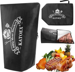 BBQ Blanket for Resting Meat, BBQ Brisket Blanket Meat Resting Blanket for Smoking, Grilling Meat Insulated Resting Bag with Wide Mouth for Large Brisket/Turkey (Regular 21in Black)