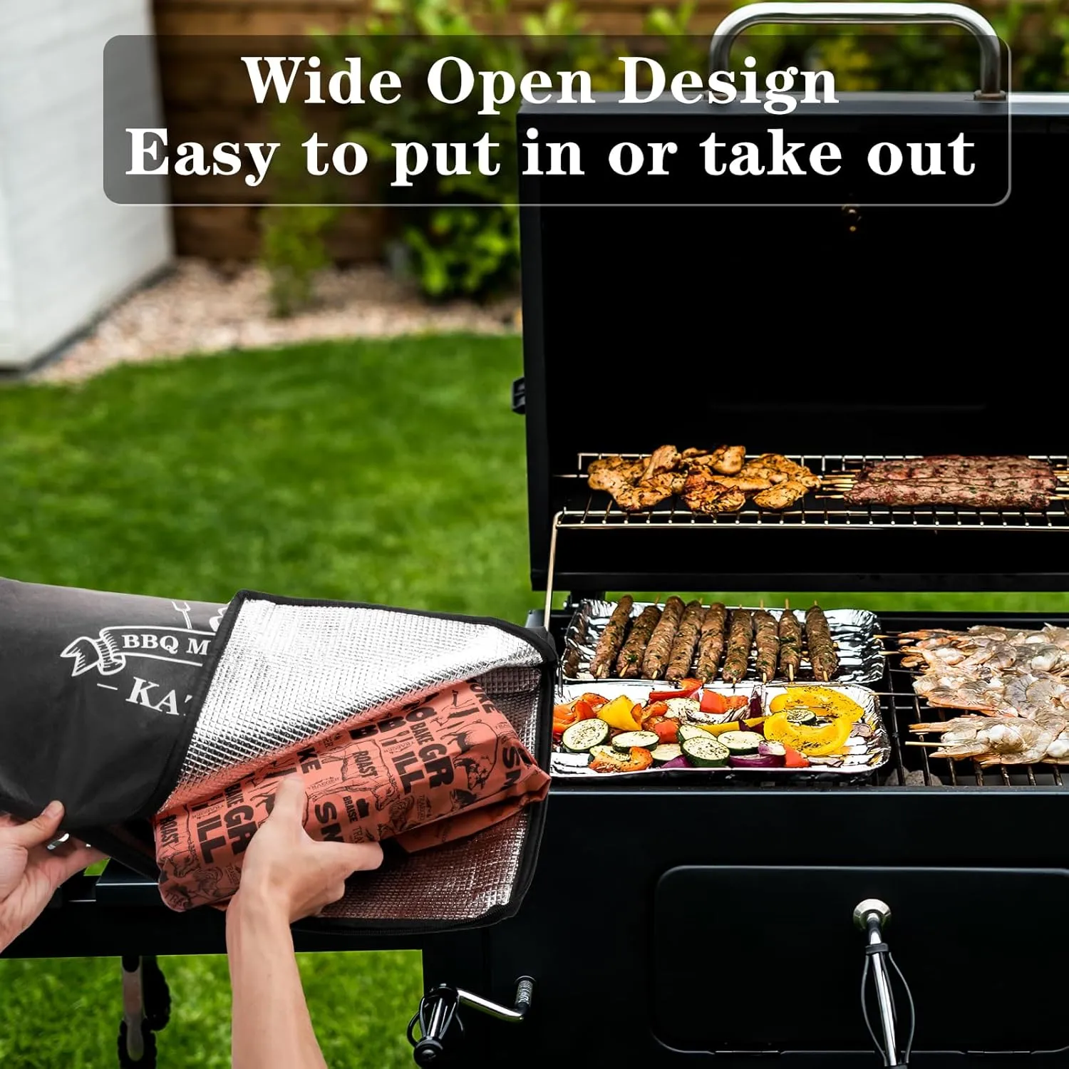BBQ Blanket for Resting Meat, BBQ Brisket Blanket Meat Resting Blanket for Smoking, Grilling Meat Insulated Resting Bag with Wide Mouth for Large Brisket/Turkey (Regular 21in Black)