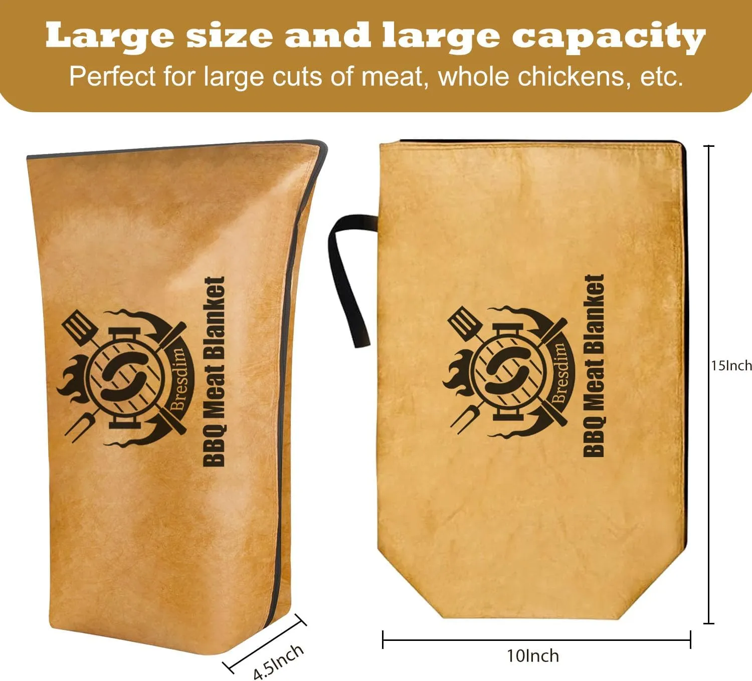 BBQ Blanket for Resting Meat,Smoker Meat Resting Blanket, 15 inch Reusable Grilling Meat Insulated Resting Bag with Wide Mouth for Large Pork Shoulders Brisket Turkeys,Gifts for Men