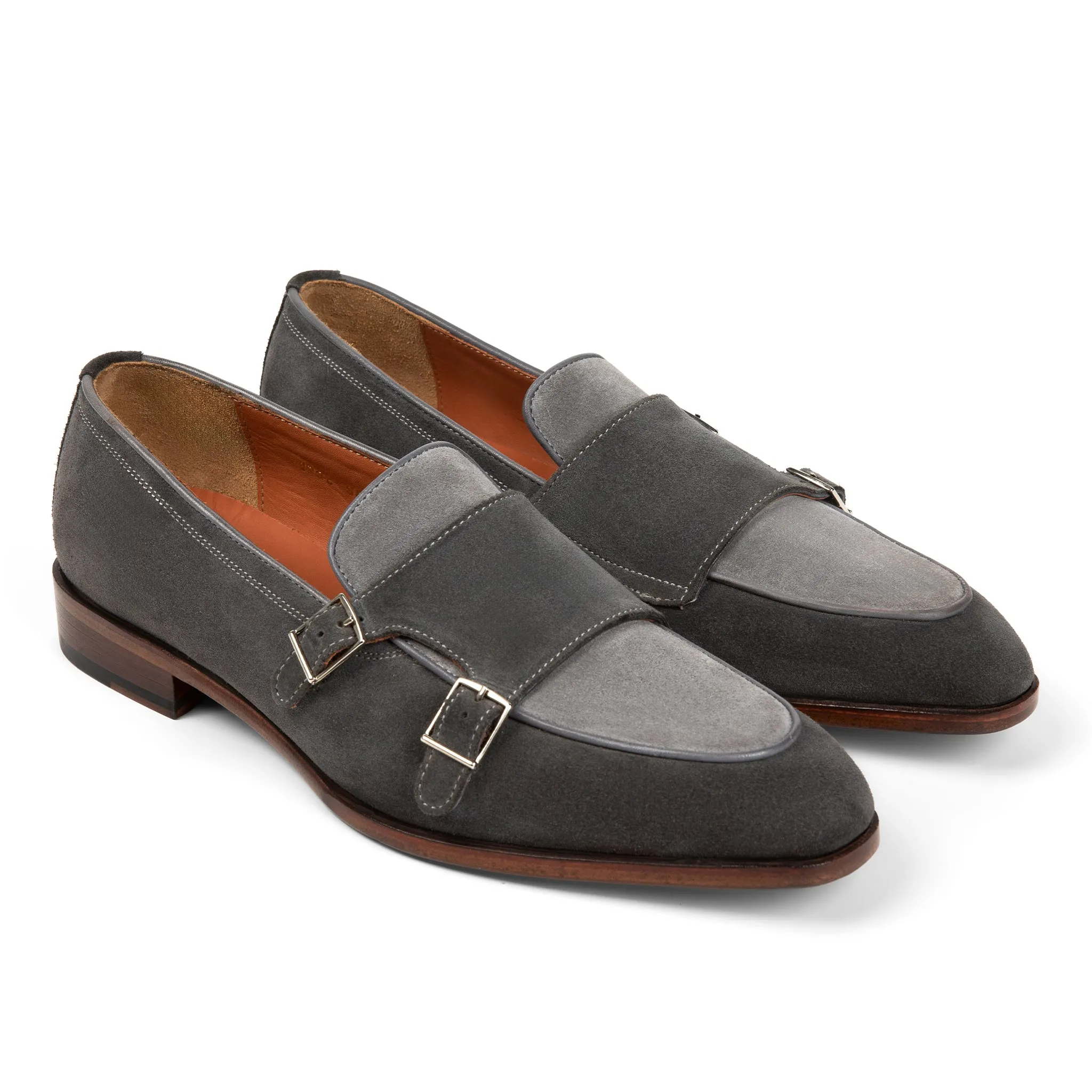 Beaumont Double Monk Loafer // Smoke Slate Grey Suede