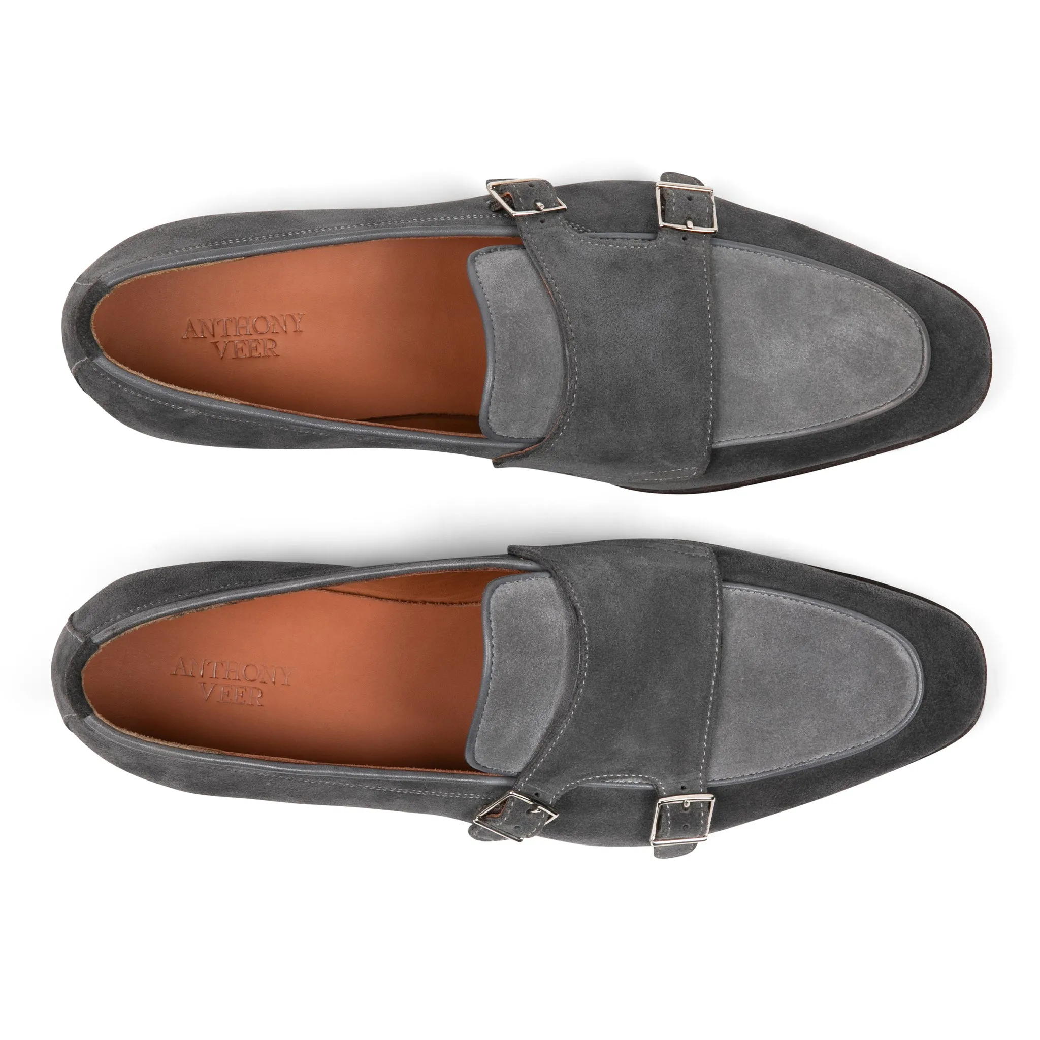 Beaumont Double Monk Loafer // Smoke Slate Grey Suede